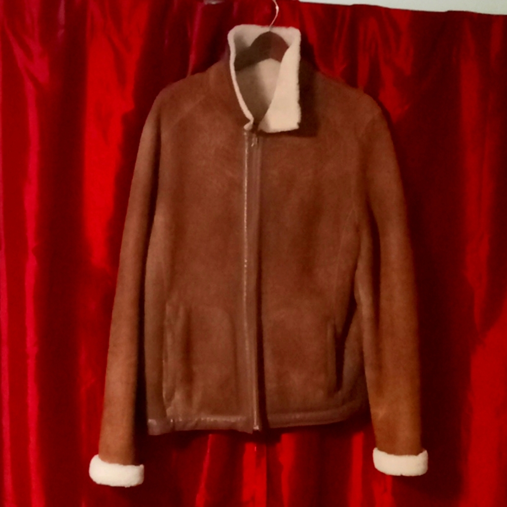 Beautiful, brown, reversible, shearling jacket.